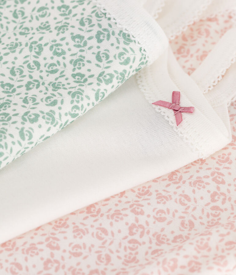 Juego de 3 bodis de tirantes con flores de algod&oacute;n para beb&eacute; multicolor