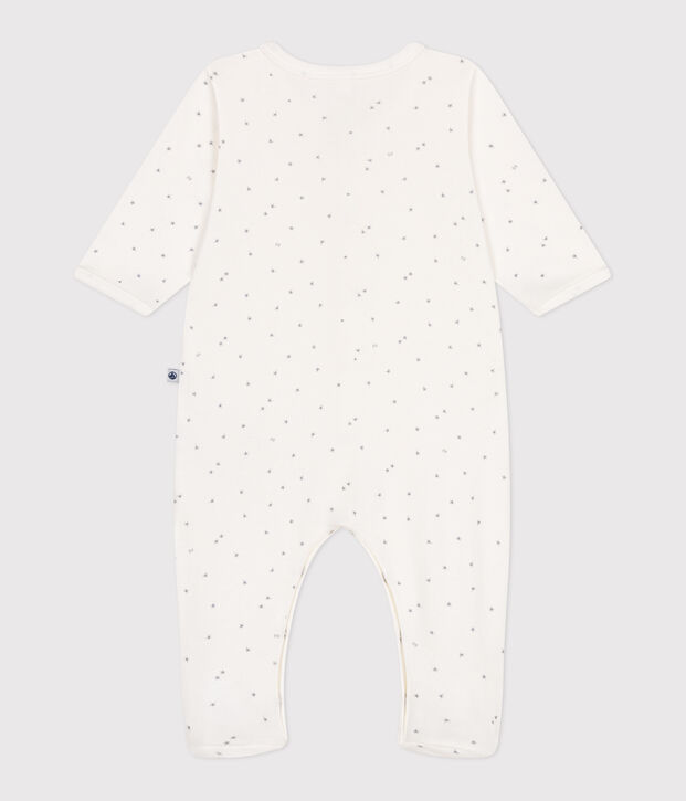 Pijama para beb&eacute; de algod&oacute;n con estrellitas blanco/gris