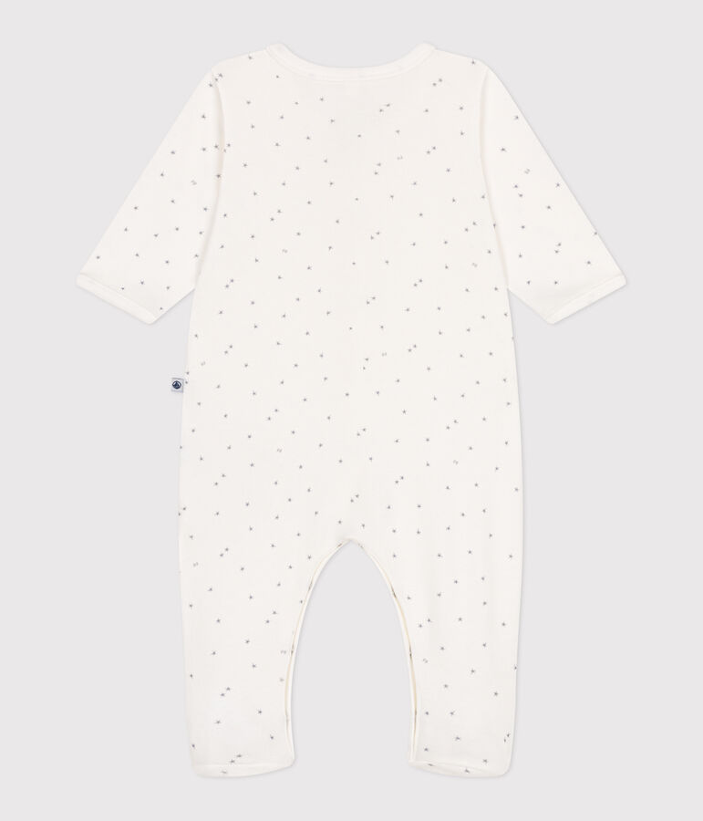 Pijama para beb&eacute; de algod&oacute;n con estrellitas blanco/gris