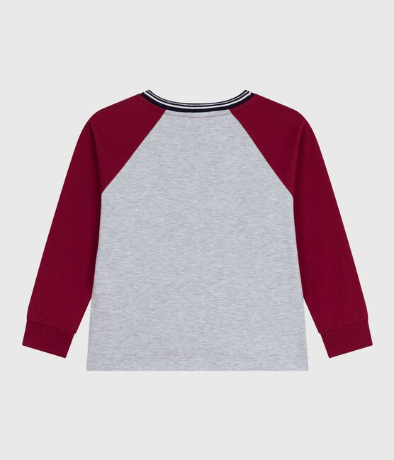Camiseta infantil lisa de algodón de manga larga gris FUMEE/ AMARANTE