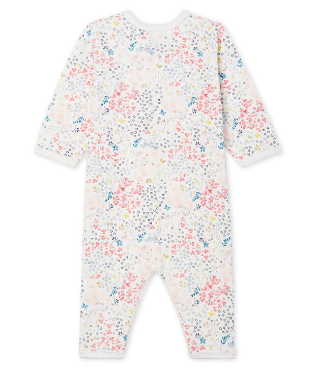 Pijama sin pies de ecol&oacute;gico con forro para beb&eacute; blanco/rosa/multicolor