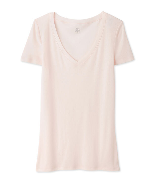 camiseta de manga corta con cuello en v de mujer FLEUR