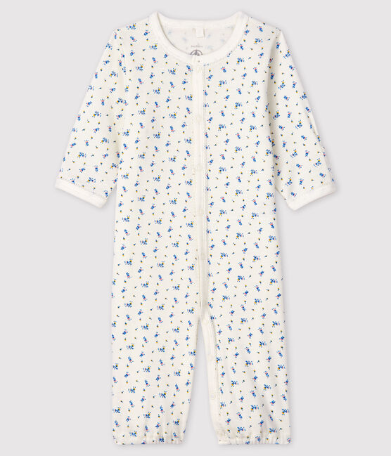 Mono saco con flores de bebé de algodón orgánico blanco MARSHMALLOW/blanco MULTICO