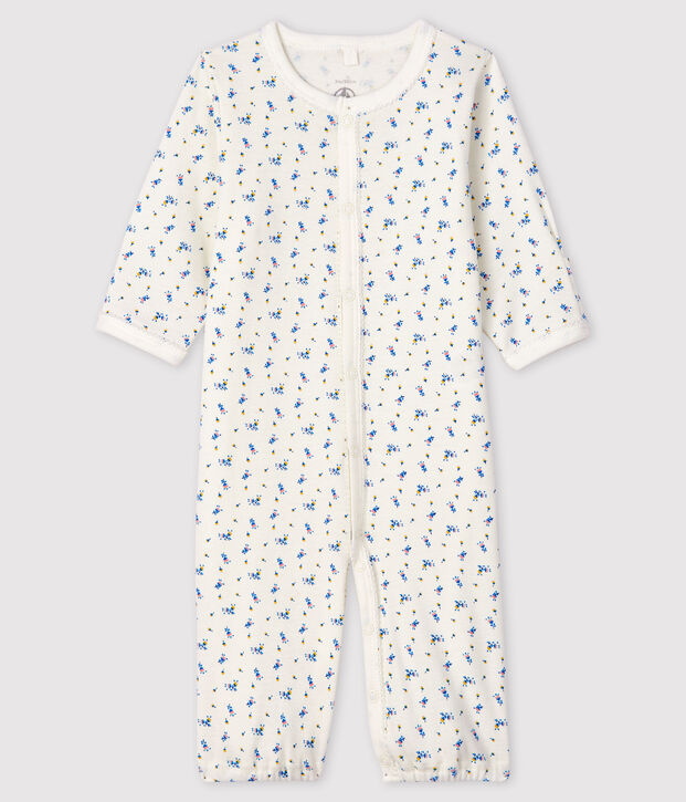 Mono saco de tejido acanalado con estampado de flores para beb&eacute; ni&ntilde;a blanco/multicolor