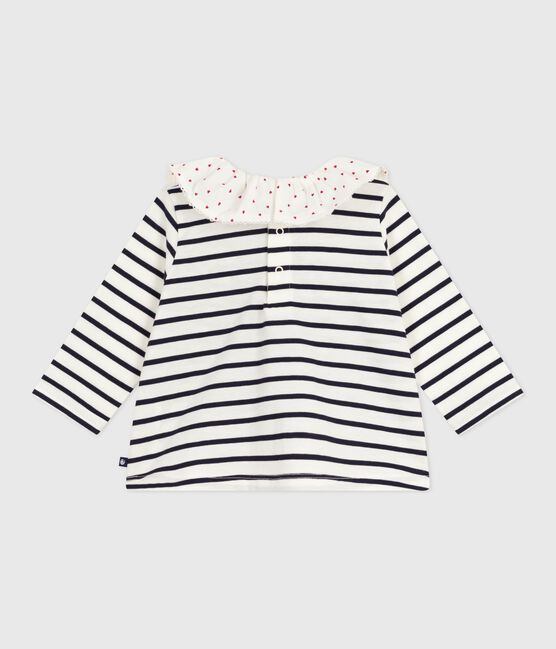 Blusa marinera de algodón de manga larga con corazones en el cuello para bebé blanco MARSHMALLOW/azul SMOKING