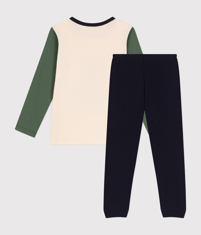 Pijama infantil liso de algod&oacute;n azul/multicolor