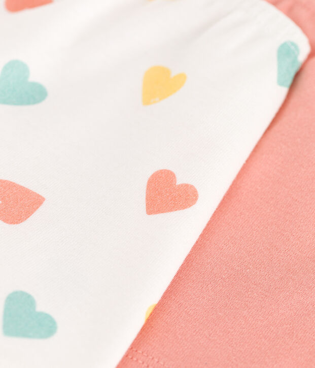 Juego de 2 culottes infantiles largos de algod&oacute;n con estampado de corazones multicolor