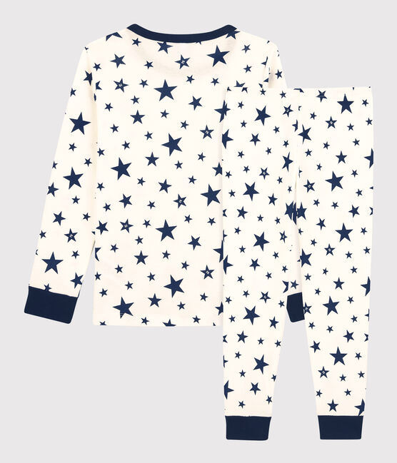 Pijama con estrellas de algodón orgánico infantil unisex blanco MARSHMALLOW/azul MEDIEVAL