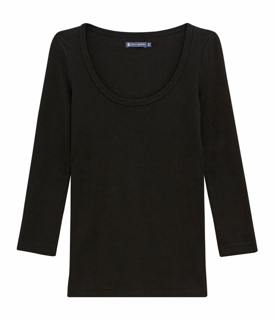 Camiseta manga 3/4 para mujer negro NOIR