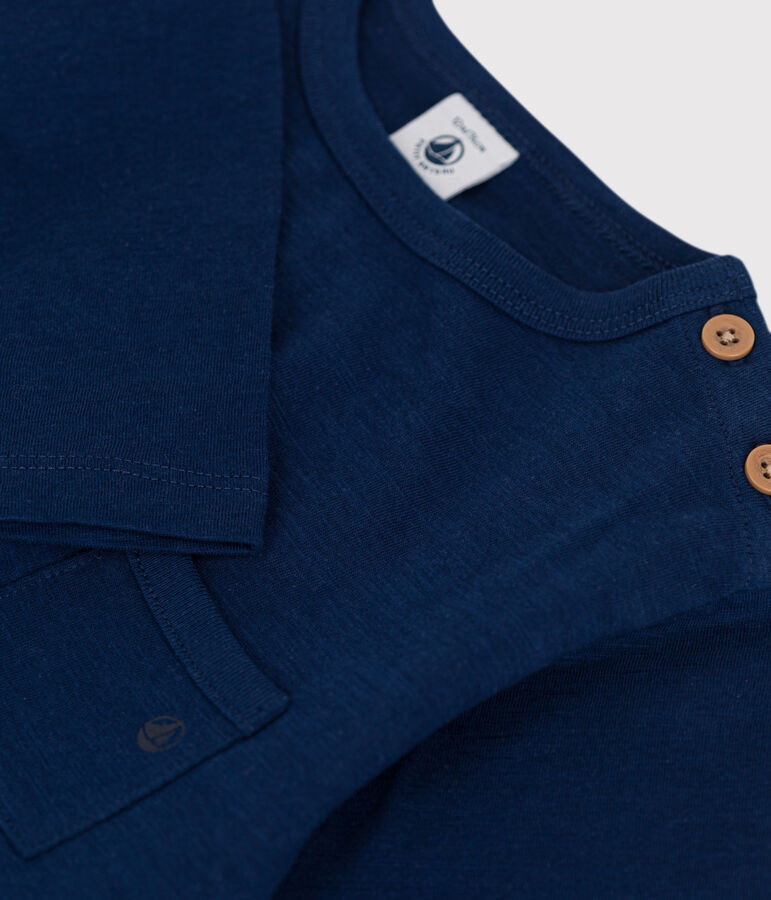 Camiseta de algod&oacute;n de manga larga para beb&eacute; azul