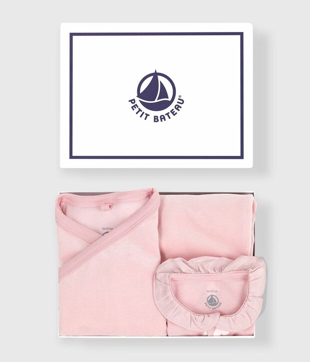 Conjunto de regalo de 2 piezas de terciopelo y body con estampado de corazones para beb&eacute; JOLI