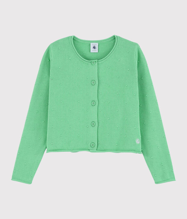 Rebeca de punto de algod&oacute;n de ni&ntilde;a verde