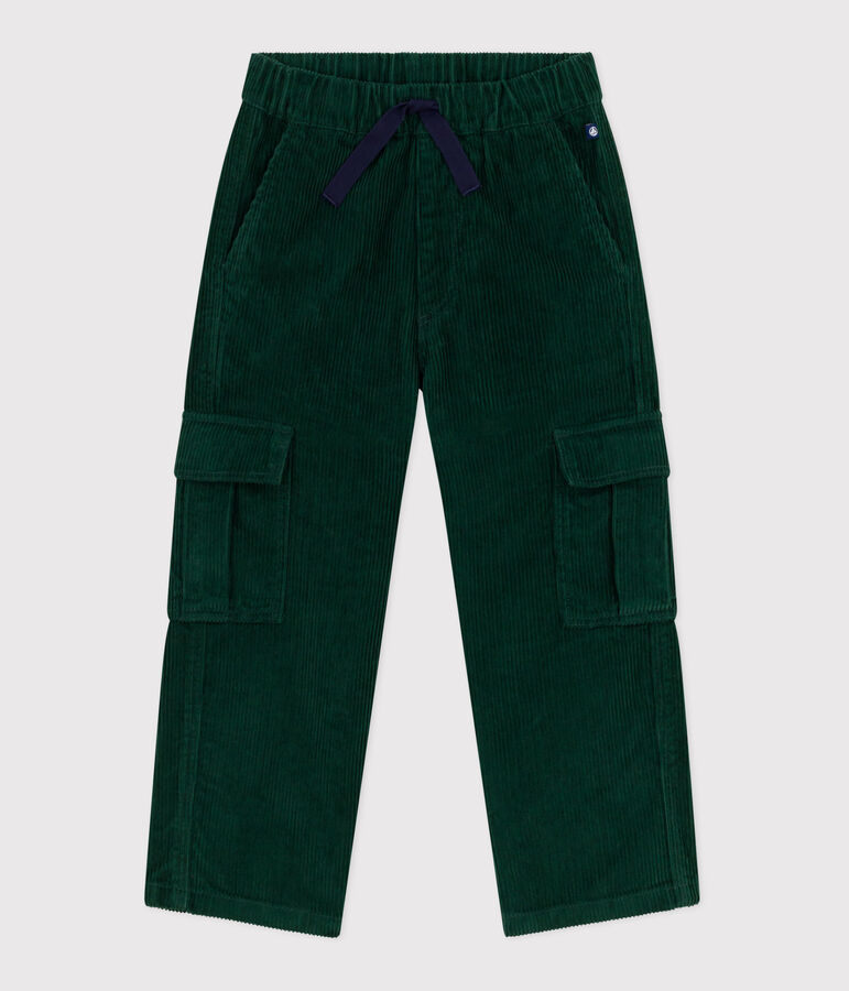 Pantal&oacute;n cargo infantil liso de pana verde