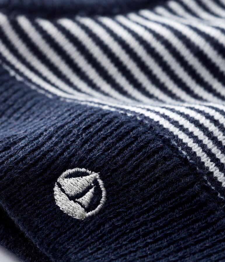 Capucha a rayas para beb&eacute; ni&ntilde;a/ni&ntilde;o azul/blanco