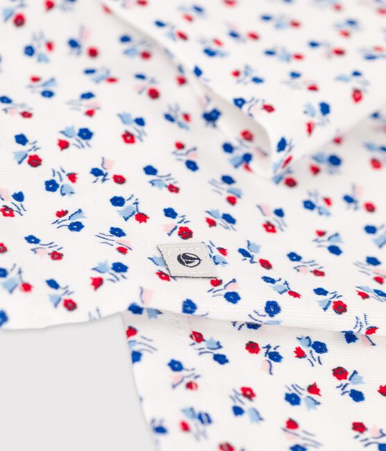 Pijama de algodón con estampado de flores para niña blanco MARSHMALLOW/blanco MULTICO