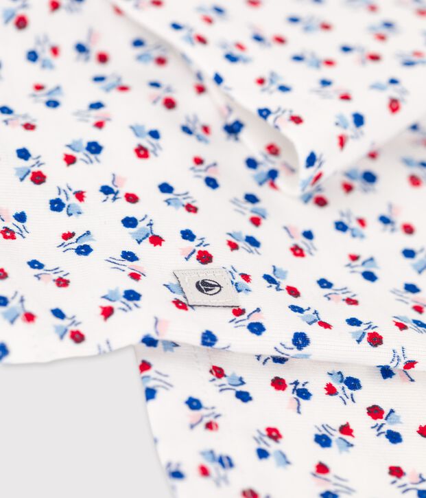 Pijama de algod&oacute;n con estampado de flores para ni&ntilde;a blanco/multicolor