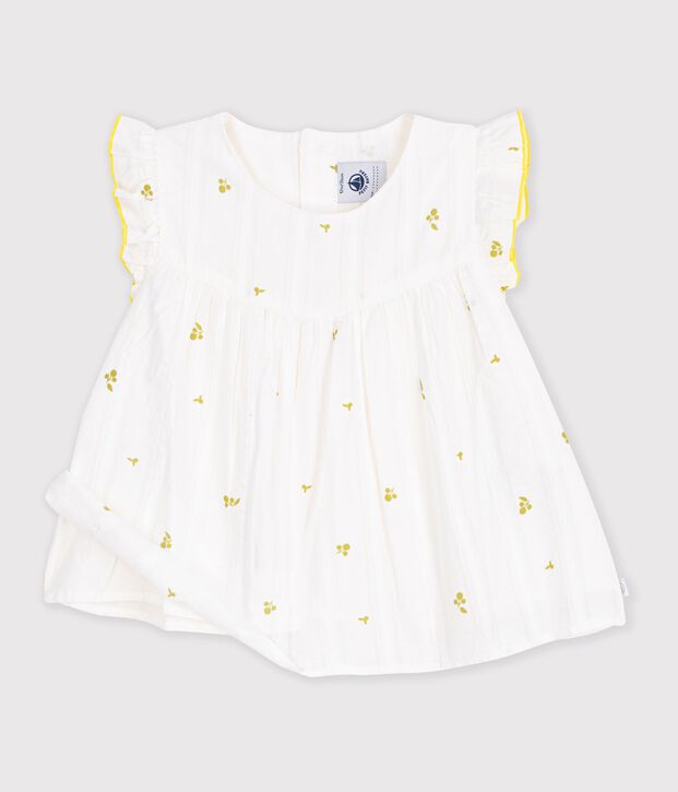 Blusa de algod&oacute;n sin mangas con estampado de flores para beb&eacute; blanco/verde