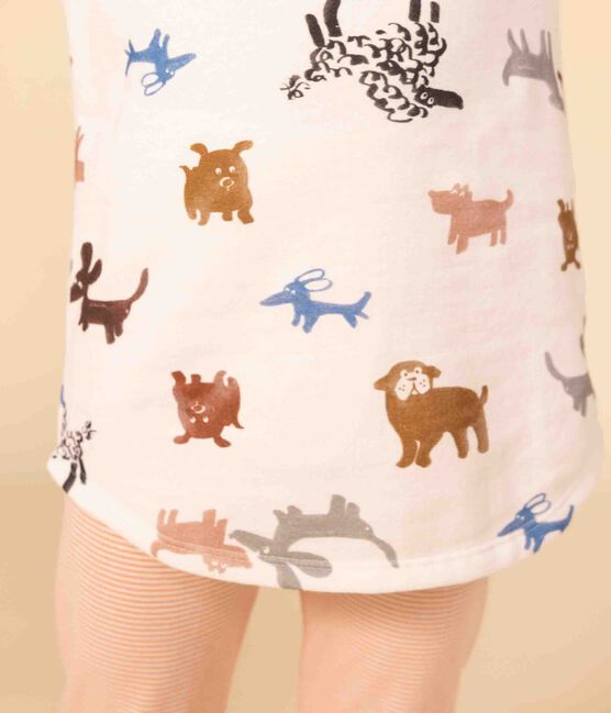 Camisón de manga larga de felpa con perro para niña blanco MARSHMALLOW/blanco MULTICO