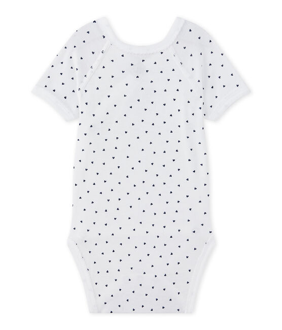 Body de nacimiento de manga corta estampado para bebé niña blanco ECUME/azul MEDIEVAL