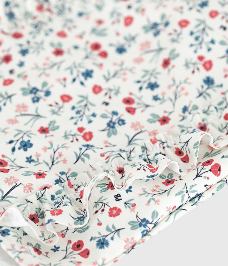 Ba&ntilde;ador con volantes y estampado de flores para beb&eacute; blanco/multicolor