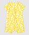 Mono corto con estampado hawaiano de popelina ecológica de bebé amarillo ORGE/blanco MARSHMALLOW