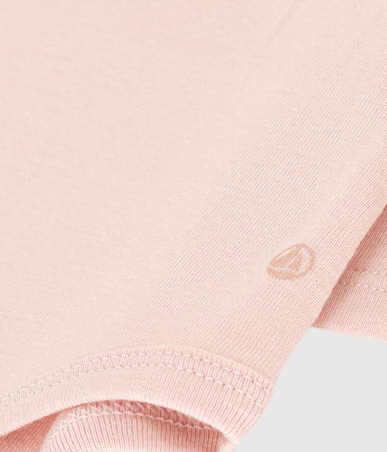 Body de manga larga con cuello de algod&oacute;n de beb&eacute; rosa