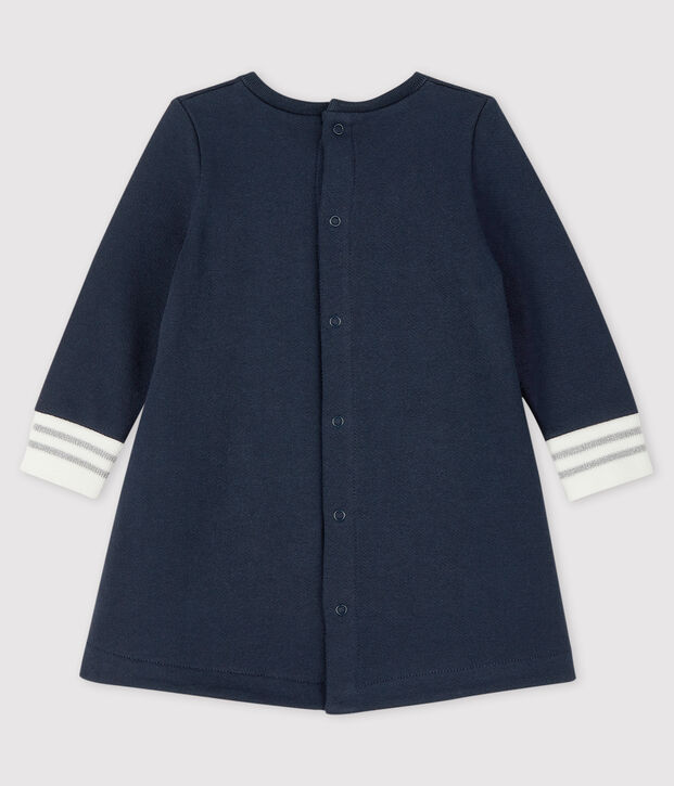 Vestido de manga larga para beb&eacute; ni&ntilde;a azul/blanco