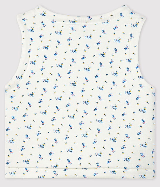 Chaleco reversible de algodón biológico enguatado blanco MARSHMALLOW+BLEU