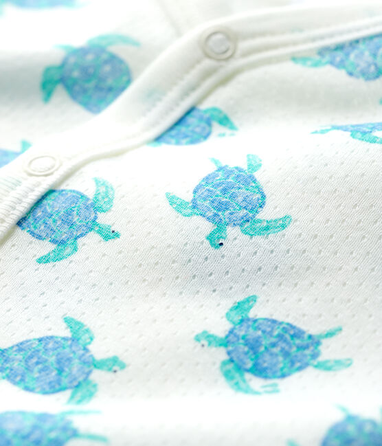 Mono corto con tortugas de algodón ultra-ligero blanco MARSHMALLOW/blanco MULTICO