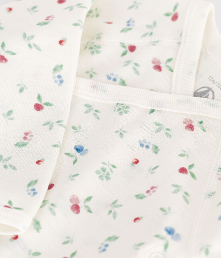 Body cruzado de manga larga de algod&oacute;n para beb&eacute; blanco/multicolor