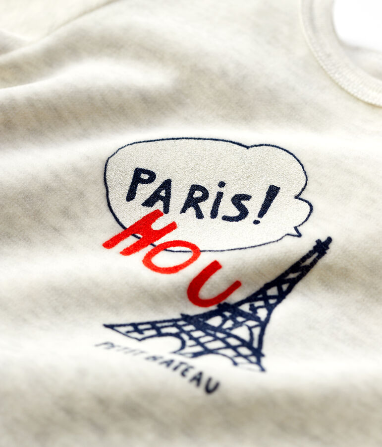 Pelele de beb&eacute; liso en beis de terciopelo beige MONTELIMAR CHINE