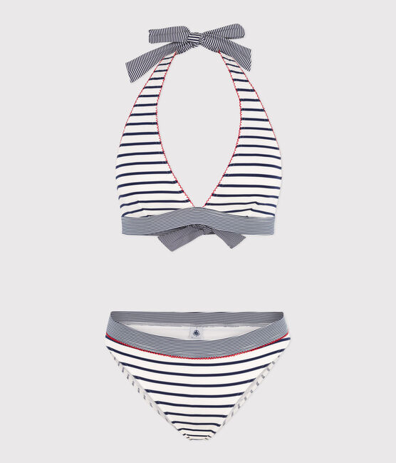Bikini a rayas para mujer blanco MARSHMALLOW/azul MEDIEVAL