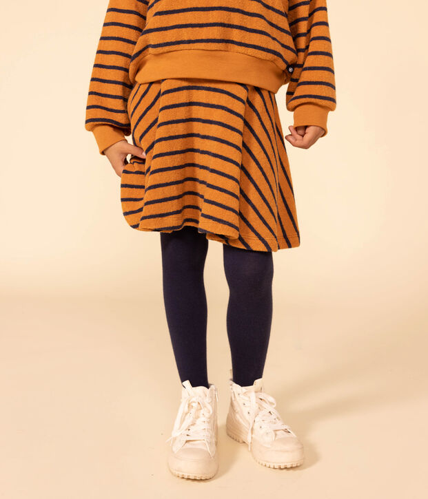 Falda de rizo para ni&ntilde;a marron/azul