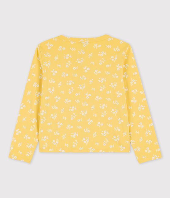 Cárdigan estampado de algodón de niña amarillo ORGE/blanco MARSHMALLOW