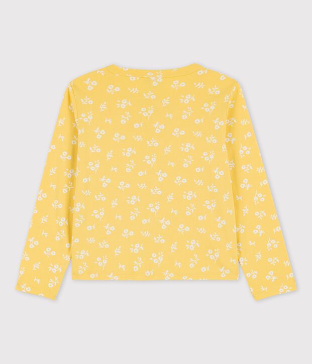 C&aacute;rdigan estampado de algod&oacute;n de ni&ntilde;a amarillo/blanco
