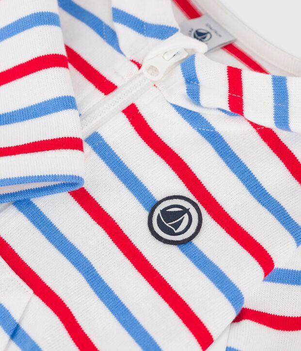 Sudadera con capucha a rayas de jersey grueso para beb&eacute; blanco/multicolor