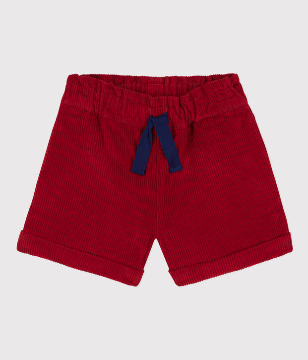 Pantal&oacute;n corto de pana de ni&ntilde;a rojo