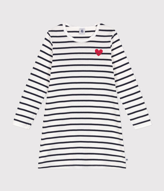 Camisón infantil de algodón a rayas blanco MARSHMALLOW/azul SMOKING
