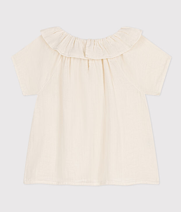Blusa de gasa de algod&oacute;n para ni&ntilde;a blanco