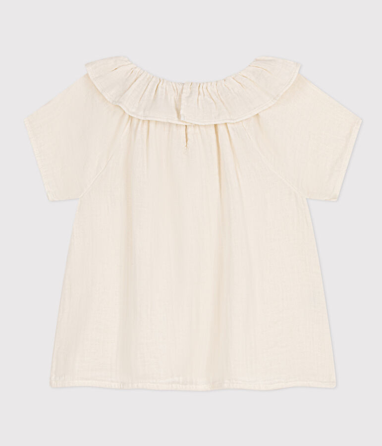Blusa de gasa de algod&oacute;n para ni&ntilde;a blanco MARSHMALLOW