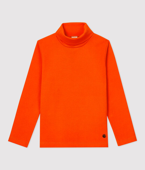 Prenda de cuello de cisne de algod&oacute;n de ni&ntilde;a/ni&ntilde;o naranja