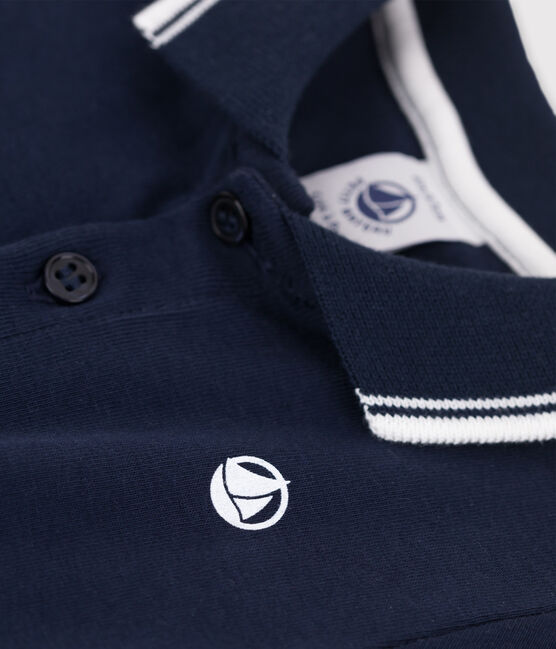 Polo de manga corta de canalé de bebé niño azul SMOKING