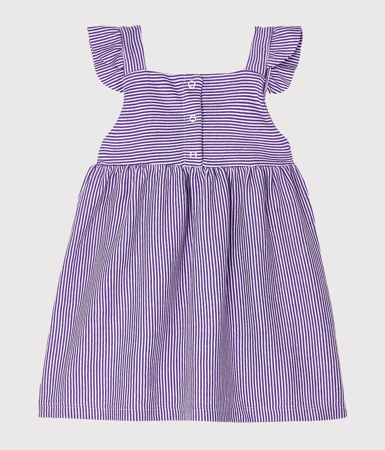 Vestido milrayas para beb&eacute; ni&ntilde;a violeta/blanco