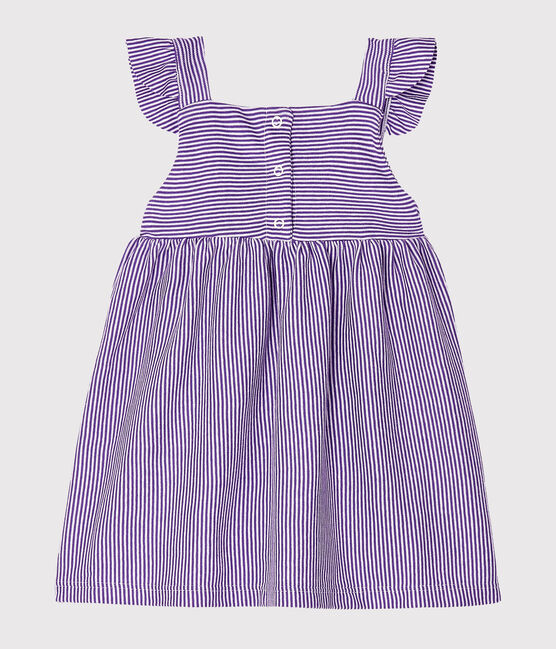 Vestido milrayas para bebé niña violeta REAL/blanco MARSHMALLOW