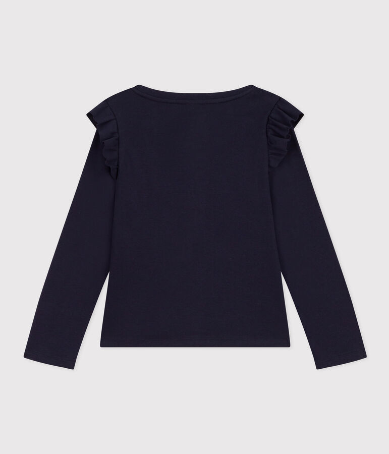 Camiseta de algod&oacute;n de manga larga de ni&ntilde;a azul