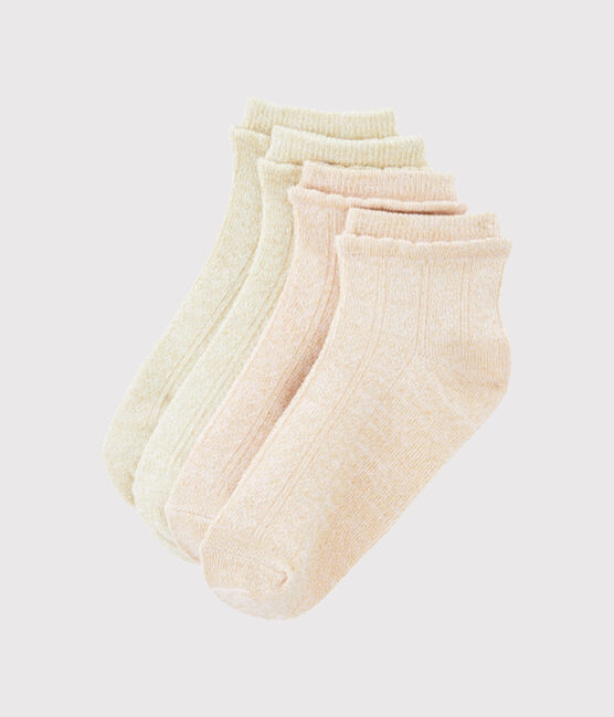 Lote de 2 pares de calcetines niña blanco MARSHMALLOW/rosa MINOIS