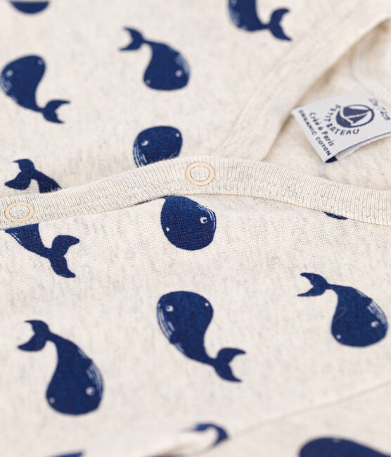 Mono corto de algodón con ballenas marinas para bebé beige MONTELIMAR/azul MEDIEVAL