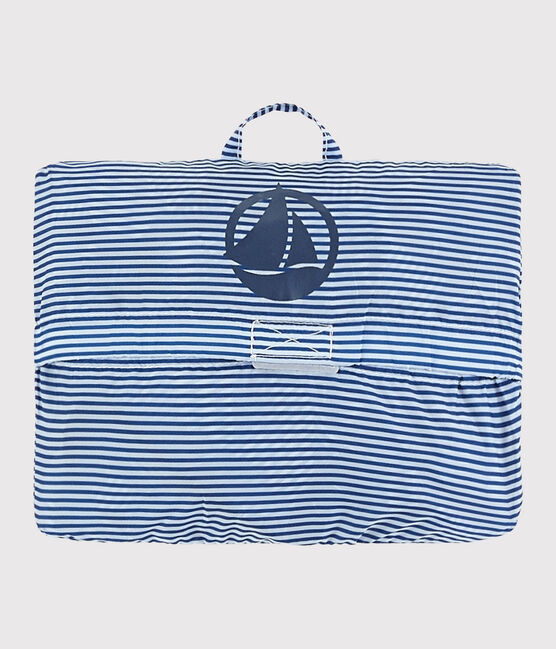 Cortavientos de poliéster reciclado de niña/niño azul SURF/blanco MARSHMALLOW
