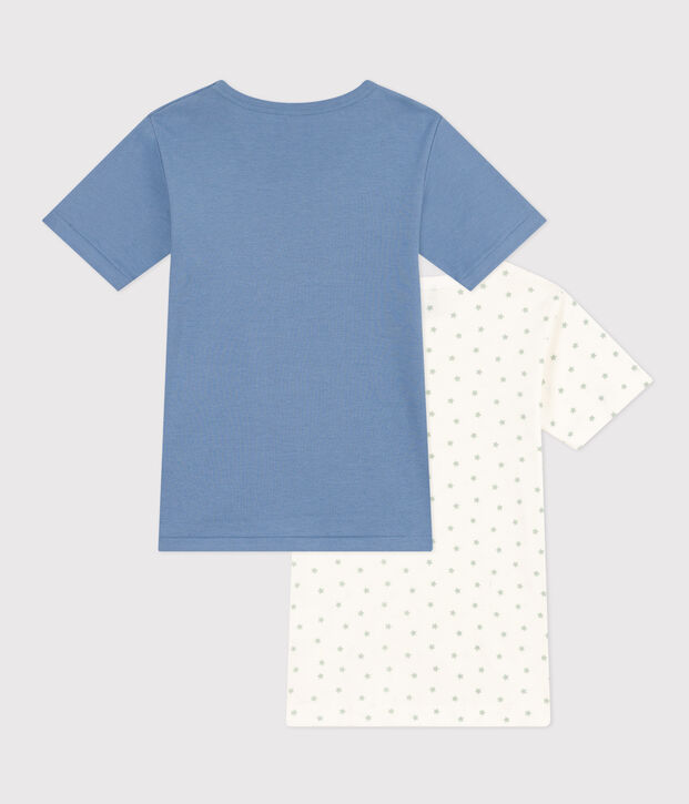 Juego de 2 camisetas infantiles de algod&oacute;n de manga corta con estrella multicolor