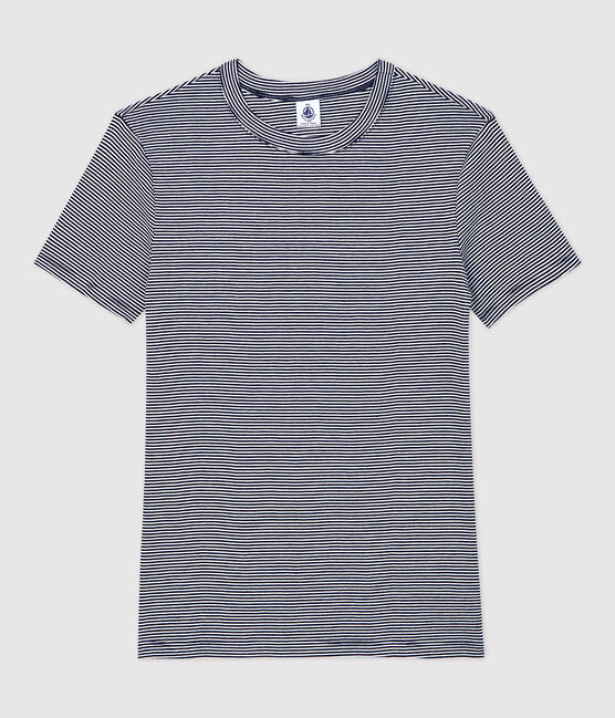 Camiseta LA ICONICA de algodón con cuello redondo para mujer azul SMOKING/blanco MARSHMALLOW